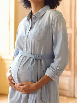 Seraphine Robe chemise en chambray de Denim de Grossesse et d’Allaitement