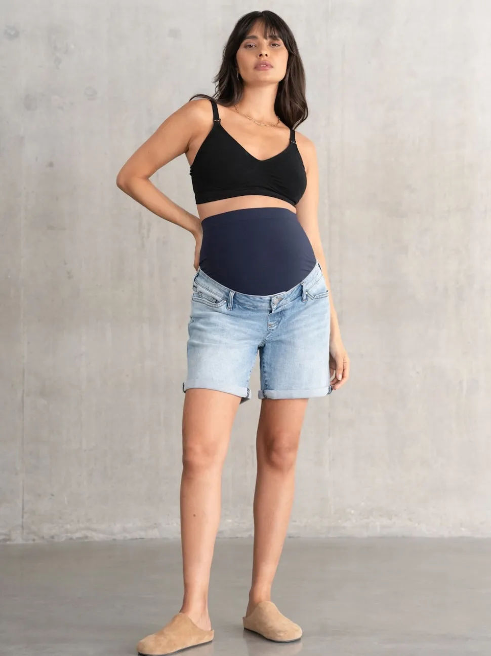 Seraphine Shorts de Grossesse en Denim Bleu