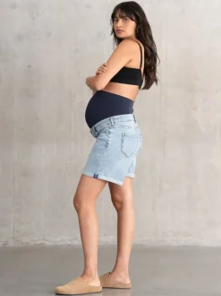 Seraphine Shorts de Grossesse en Denim Bleu