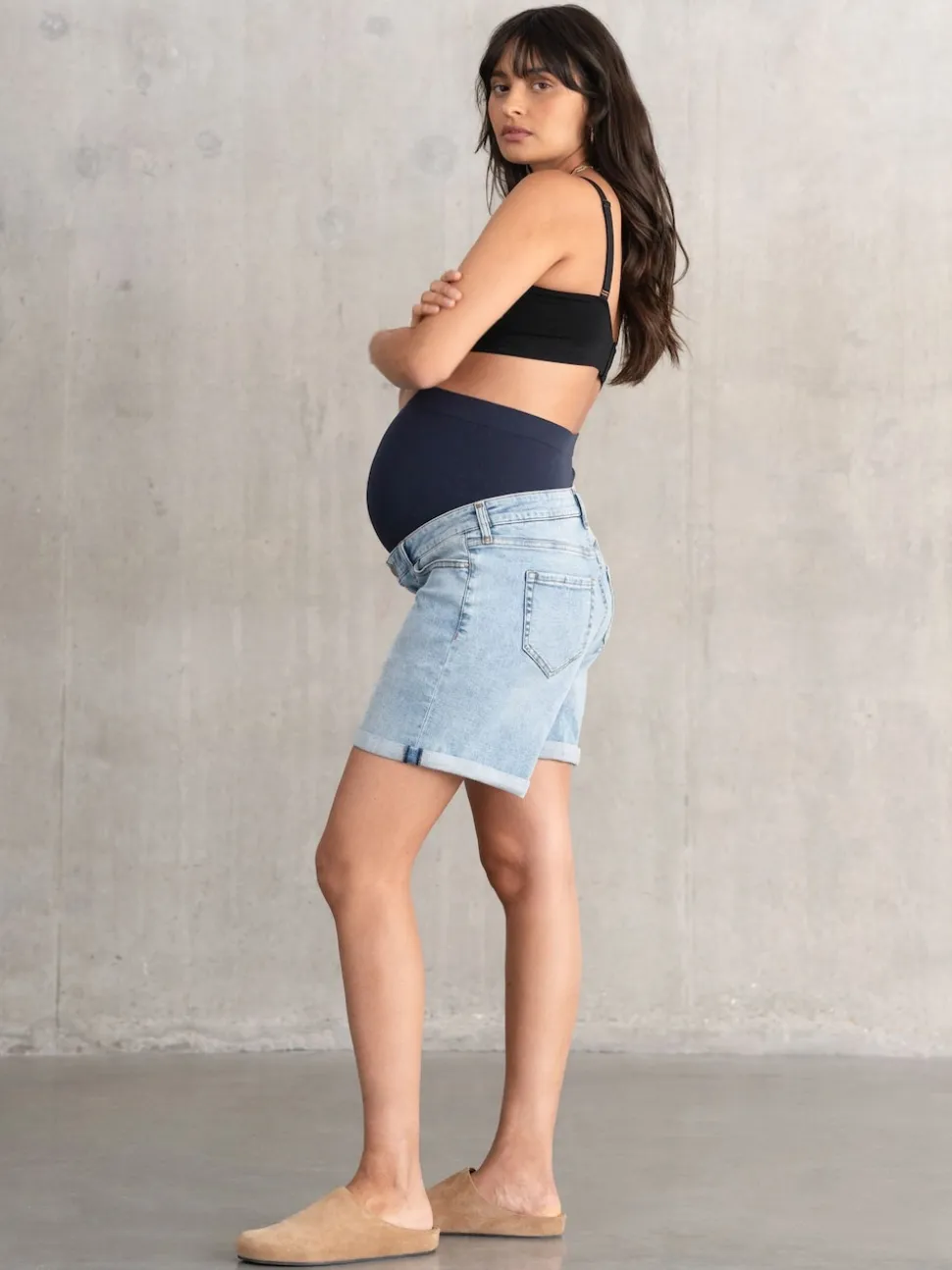 Seraphine Shorts de Grossesse en Denim Bleu