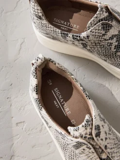 serpent - Baskets Signature en cuir à plateforme compensée épaisse