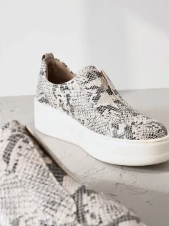 serpent - Baskets Signature en cuir à plateforme compensée épaisse