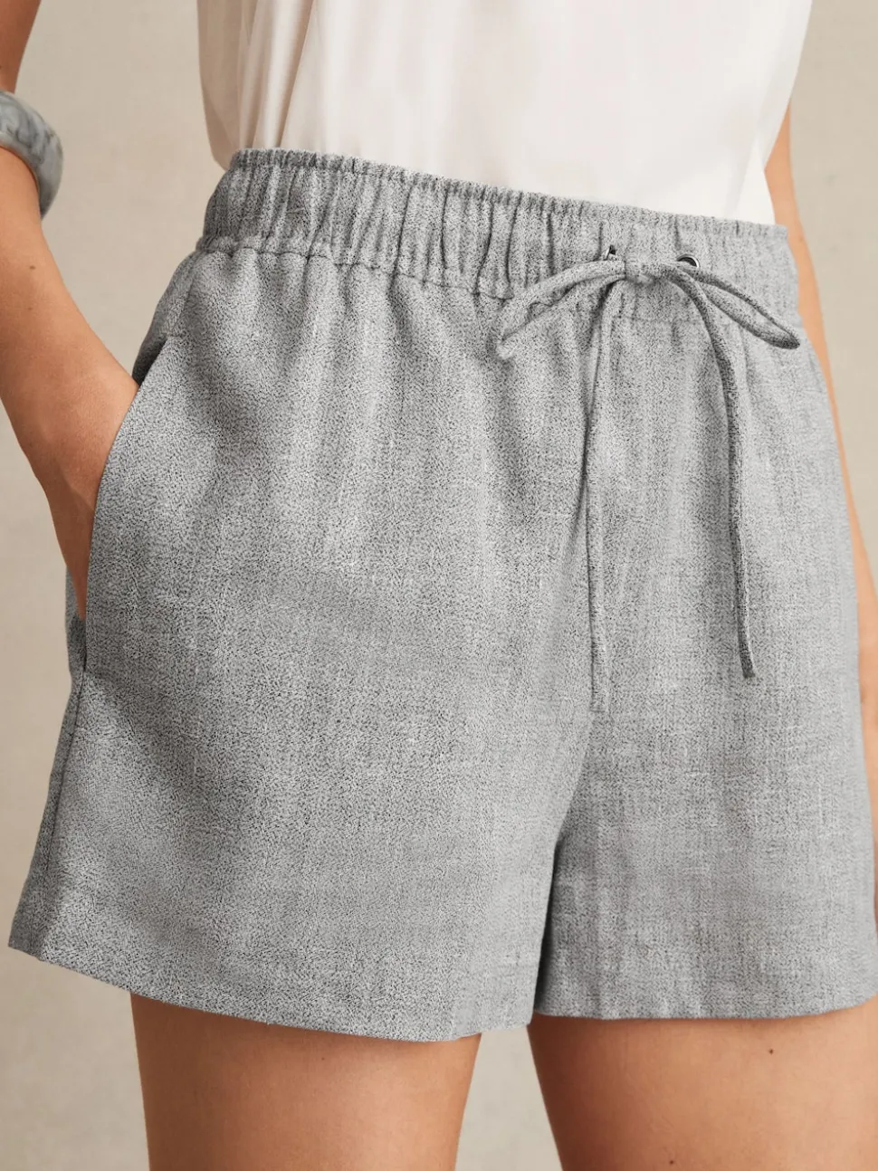 Short en lin mélangé Reiss Willow à cordon de serrage