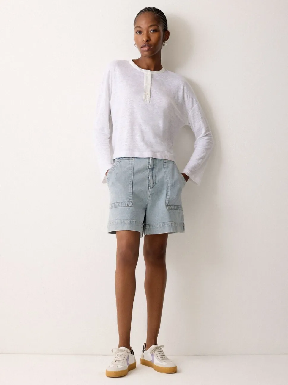 Short Jigsaw en jean à poche plaquée