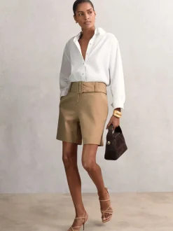 Shorts Reiss Harper ceinturés en coton mélangé et lin