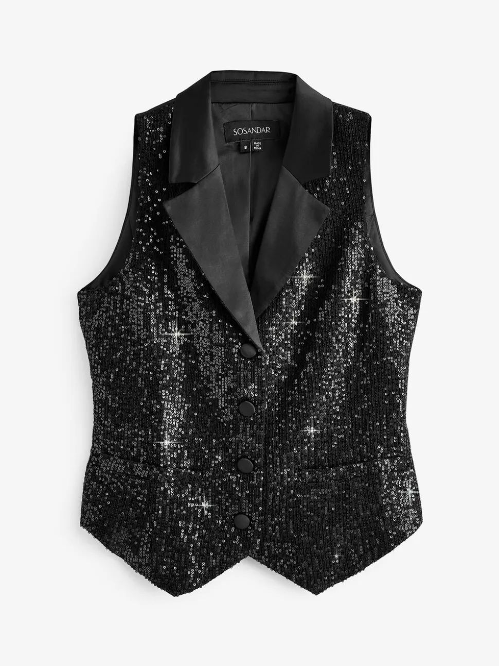 Sosandar Sequin & Satin Gilet Veste