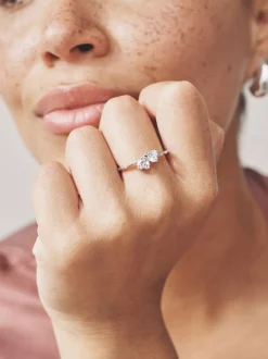 Sterling Argent - Bague cœur entrelacé