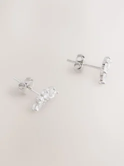 Sterling Argent - Boucles d’oreilles éventail en zircone cubique