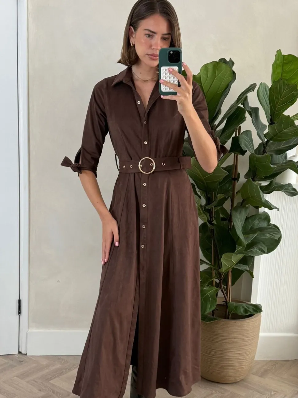 Style Cheat Robe à ceinture Daphne en suédette
