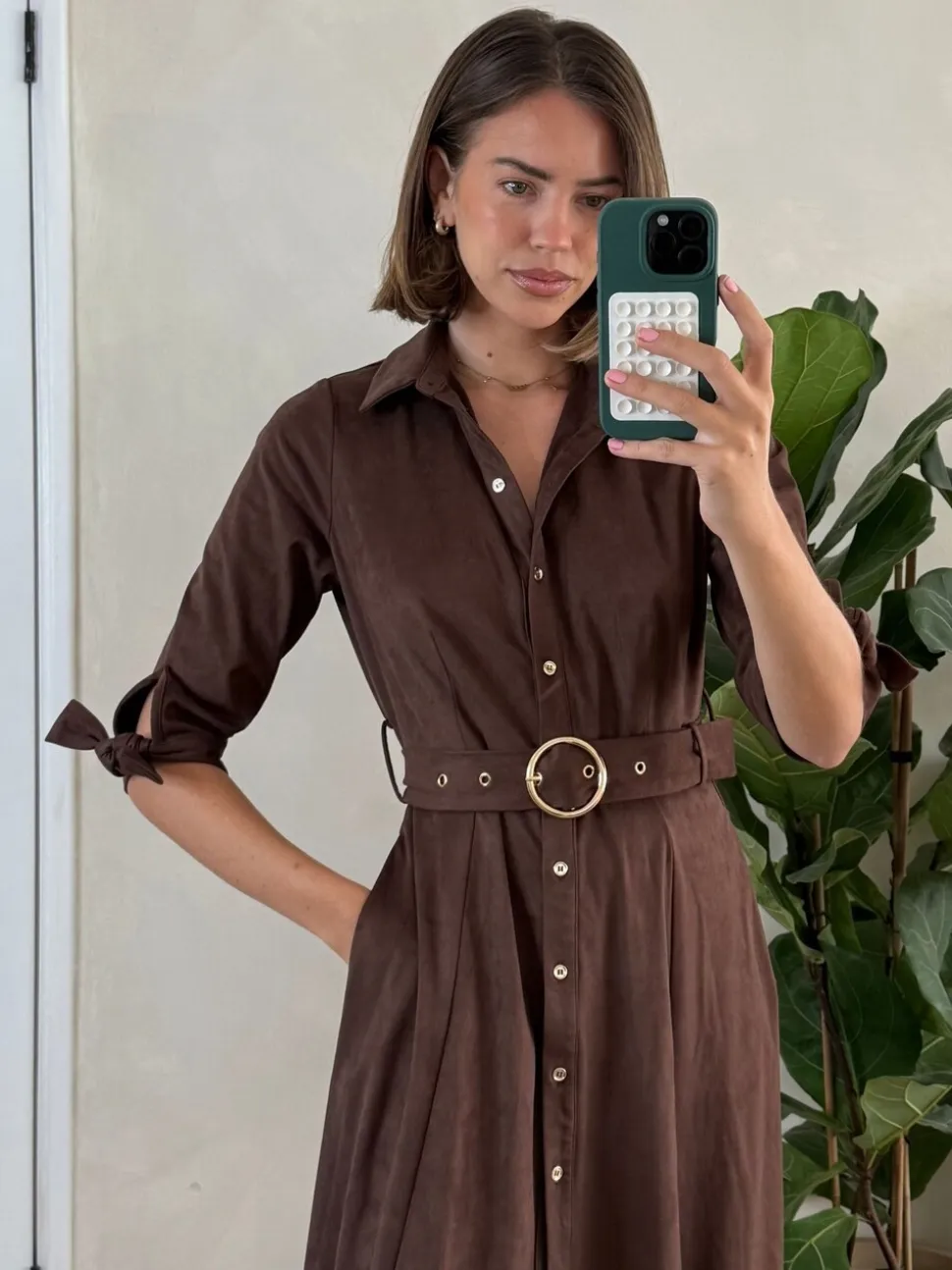Style Cheat Robe à ceinture Daphne en suédette