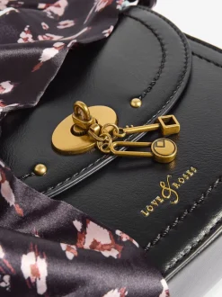 Suédine noire - Sac à bandoulière Love & Roses en selle