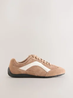 Suede de chameau - Baskets à lacets Forever Comfort® en cuir à semelle slim