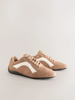 Suede de chameau - Baskets à lacets Forever Comfort® en cuir à semelle slim