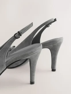 Suede grise - Chaussures à talons Forever Comfort® pointus en cuir avec nœud et bride arrière