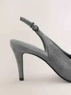Suede grise - Chaussures à talons Forever Comfort® pointus en cuir avec nœud et bride arrière