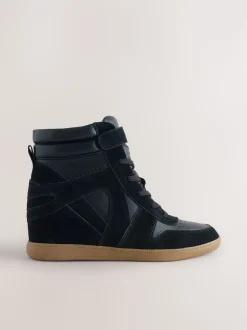 Suede noire - Baskets compensées à lacets Forever Comfort®