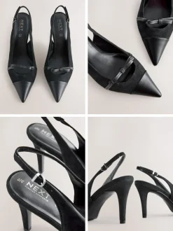 Suede noire - Chaussures à talons Forever Comfort® pointus en cuir avec nœud et bride arrière