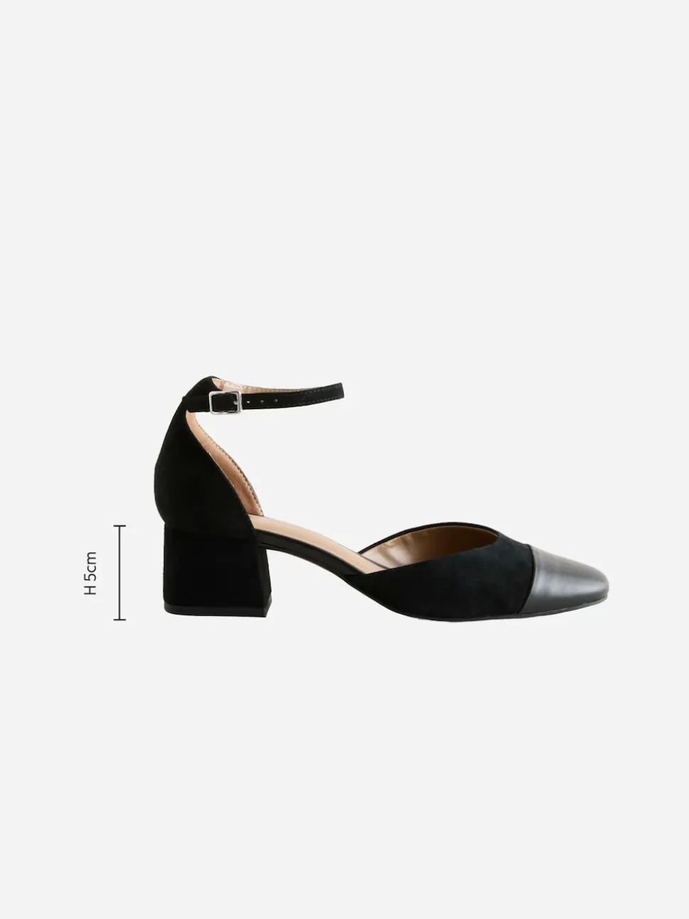 Suede noire - Chaussures à talons carrés avec embout