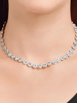 Swarovski Collier tennis Una Angelic moyen avec plaqué rhodium rond
