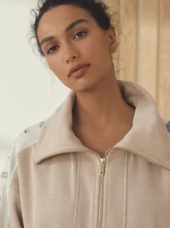 Sweat à capuche B by Ted Baker écru zippé coupe longue