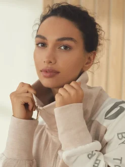 Sweat à capuche B by Ted Baker écru zippé coupe longue