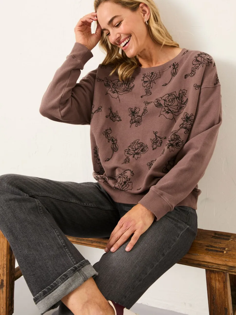 Sweat-shirt brodé col rond FatFace