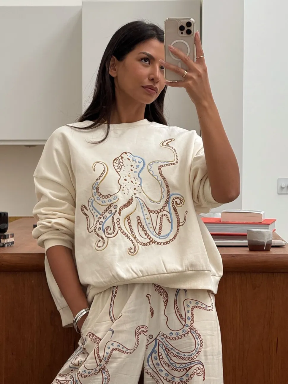 Sweat-shirt Never Fully Dressed en Coton brossé