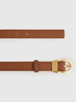 Tan - Ceinture en cuir à boucle incurvée Reiss Hazel