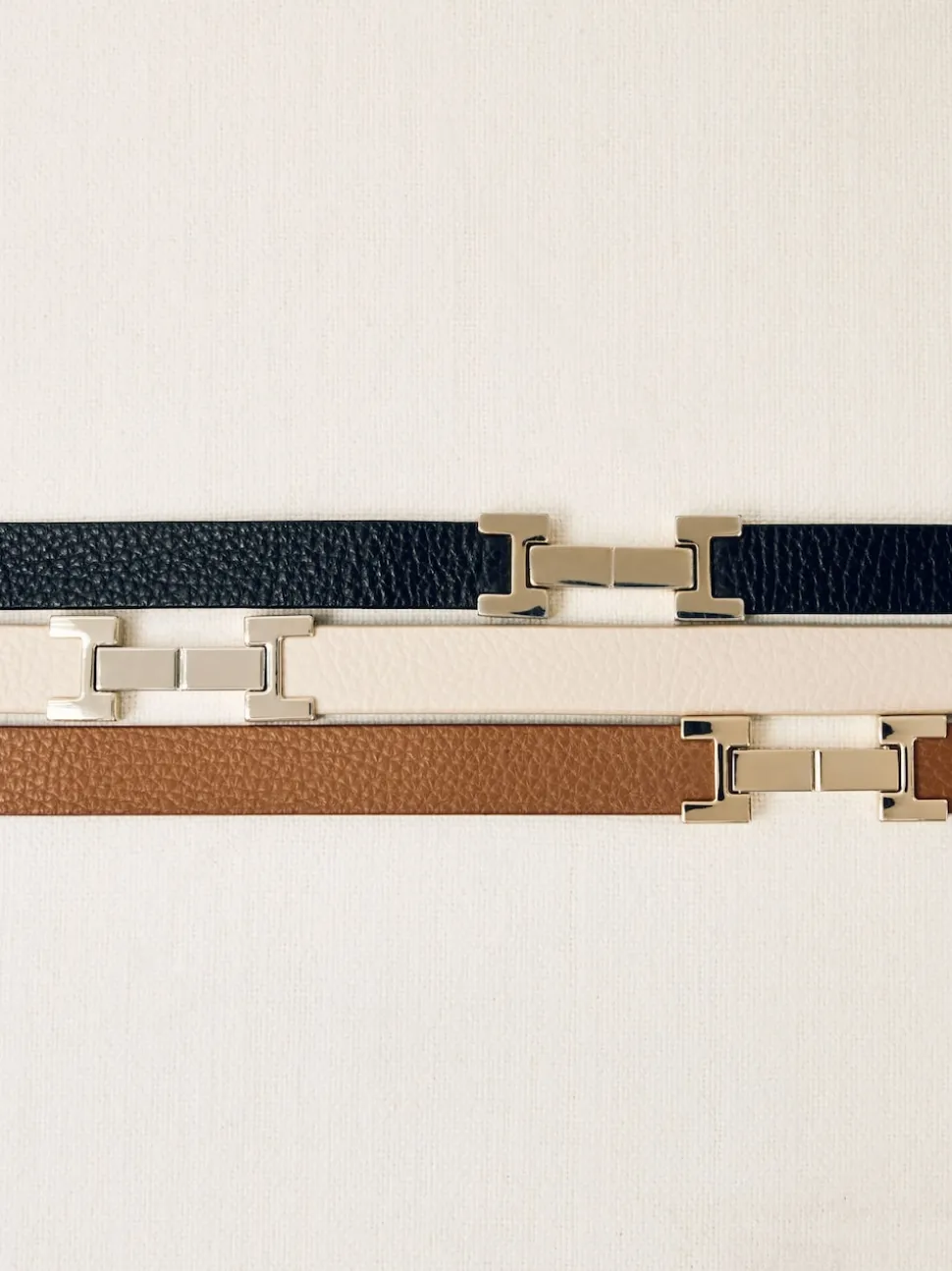 Tan - Ceinture REISS Hayley en cuir à charnières carrées