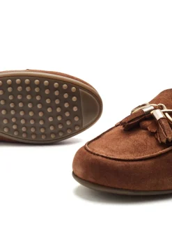 Tan - Mocassins Moda in Pelle Essana avec chaîne et glands