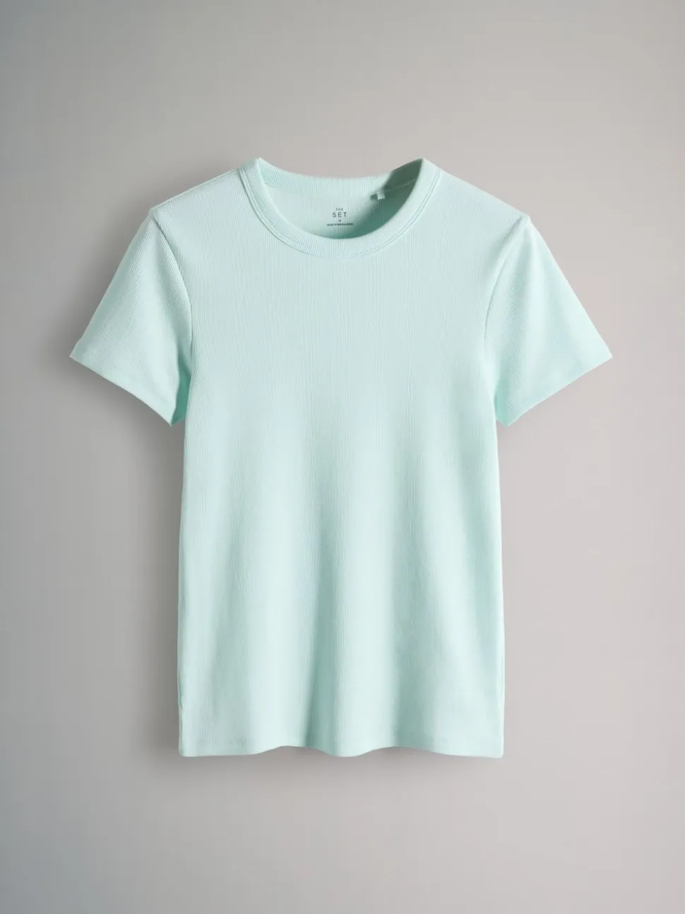 Taupe marron/marron clair/bleu/bleu clair/crème - The Set lot de 5 t-shirts côtelés à manches courtes