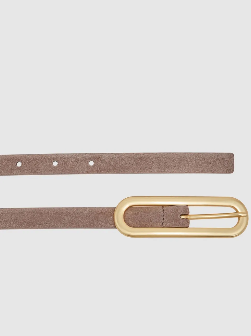 Taupe (Taupe) - Ceinture fine en cuir avec boucle allongée Reiss Chaya