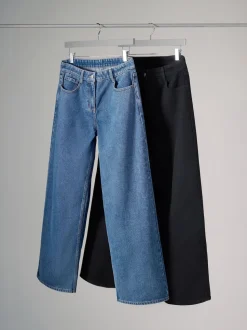The Set Lot de 2 Denim Jean à jambe large 100% coton