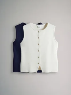 The Set lot de 2 gilets en maille Or à boutons