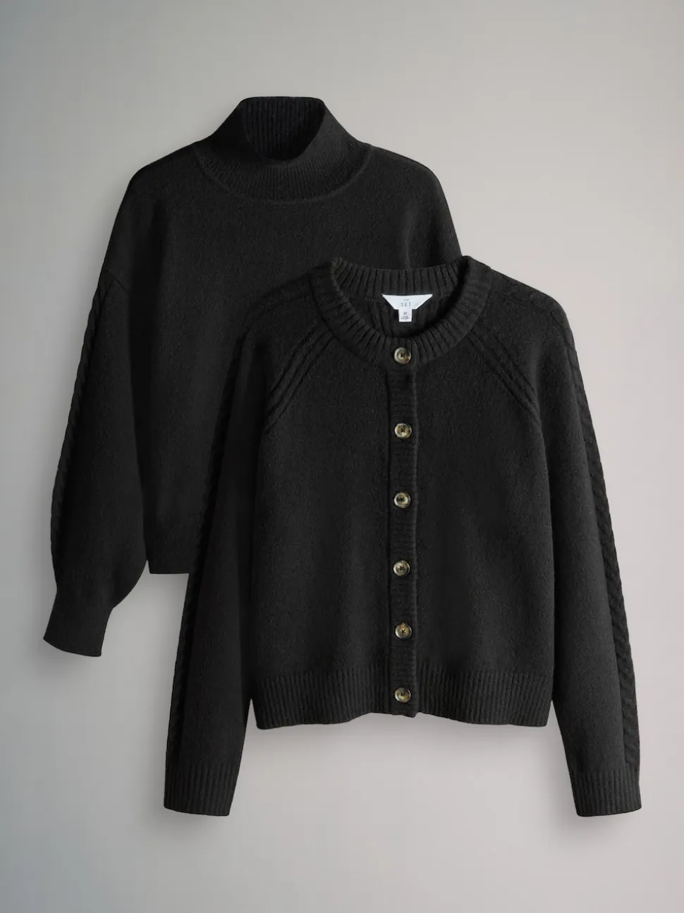 The Set lot de 2 Pulls / Cardigans à Col montant