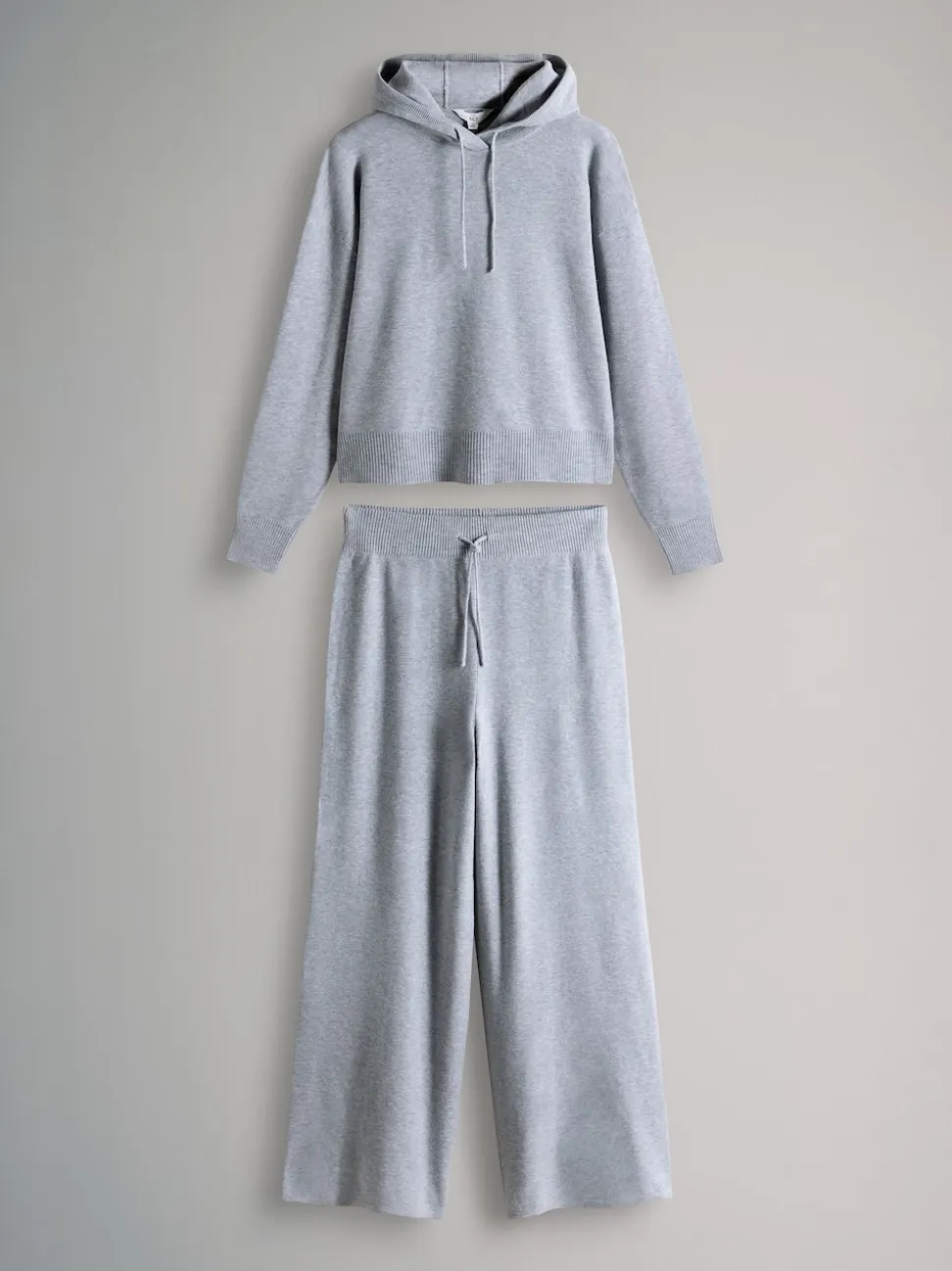 The Set Sweat-shirt à capuche côtelé en maille et Pantalons Jambe large