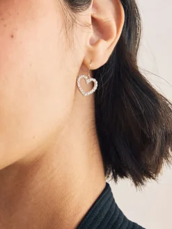 Ton d'or de rose - Pendants d'oreilles cœurs pavés