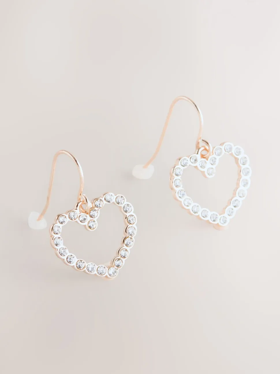 Ton d'or de rose - Pendants d'oreilles cœurs pavés