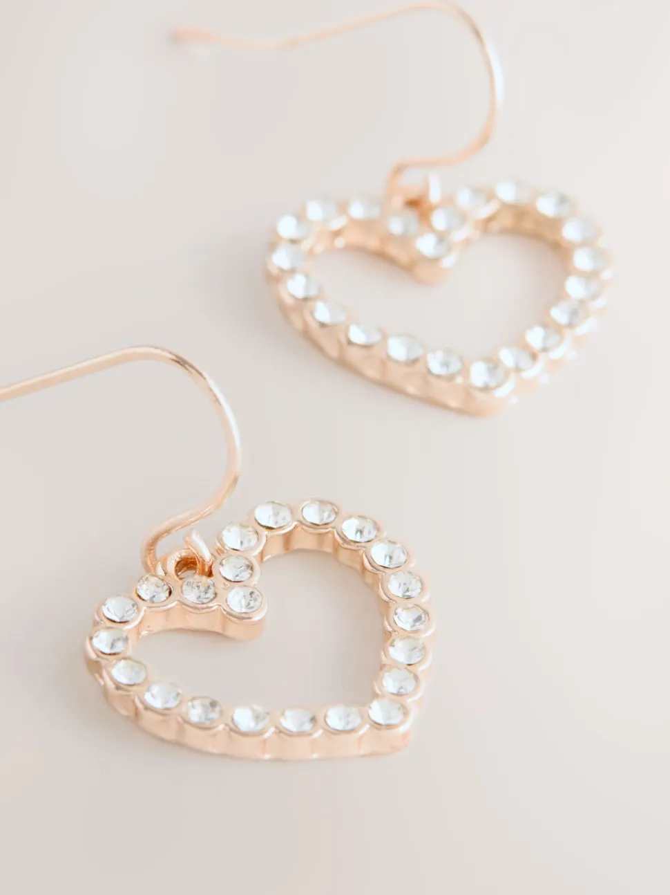 Ton d'or de rose - Pendants d'oreilles cœurs pavés