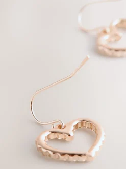 Ton d'or de rose - Pendants d'oreilles cœurs pavés