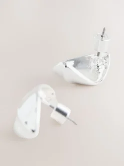 Tonalité argentée - Boucles d'oreilles Bouton
