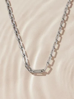 Tonalité argentée - Bracelet en acier inoxydable avec chaîne de trombones