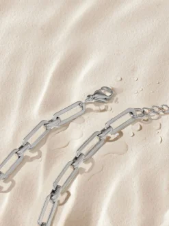 Tonalité argentée - Bracelet en acier inoxydable avec chaîne de trombones