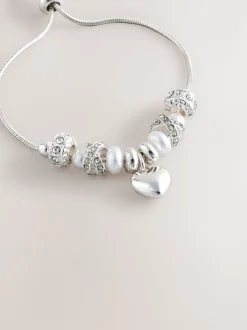 Tonalité argentée - Bracelet pully à perles perles effet maïs soufflé effet perle