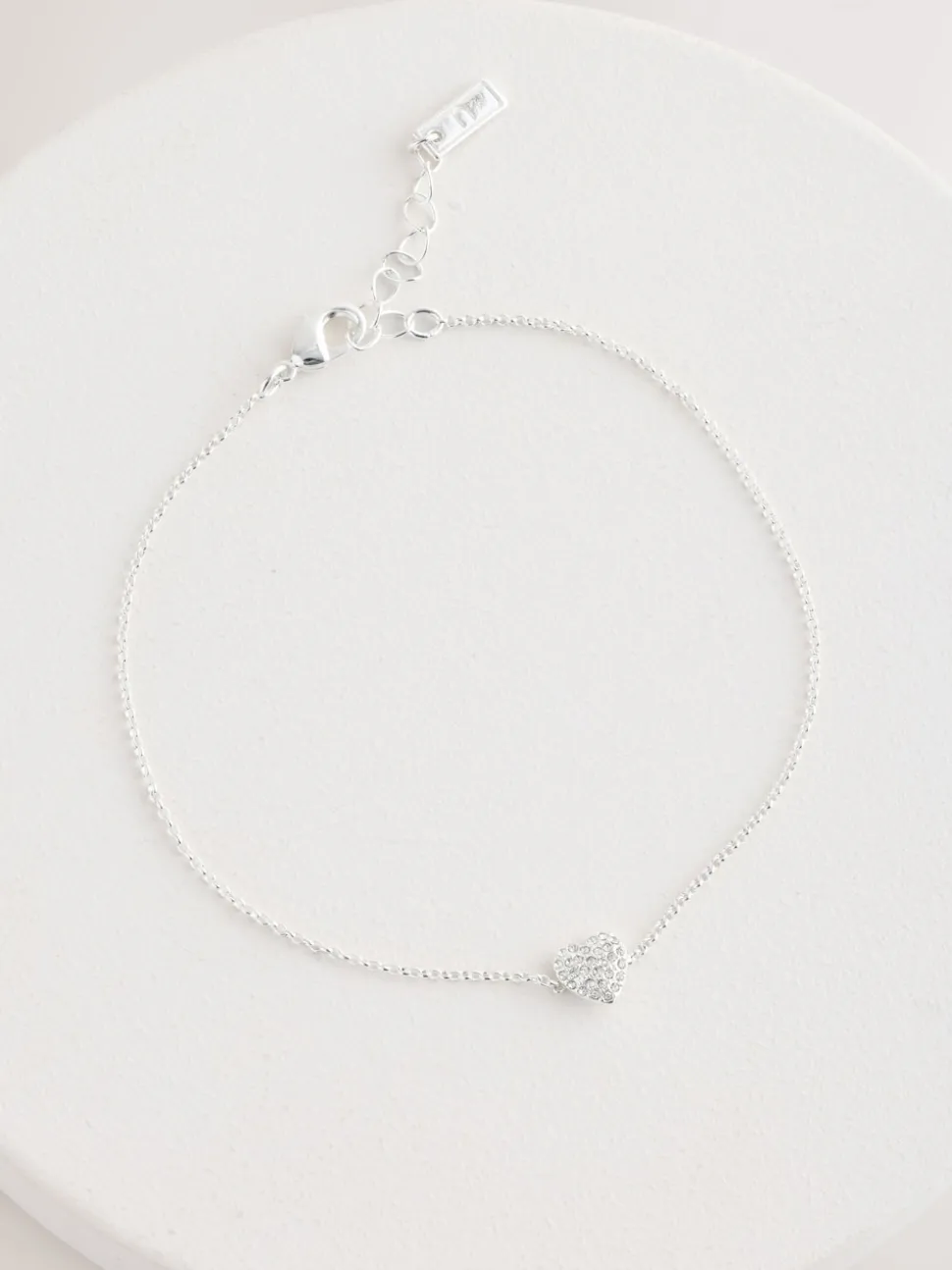Tonalité argentée - Bracelet de cheville avec cœur pavé