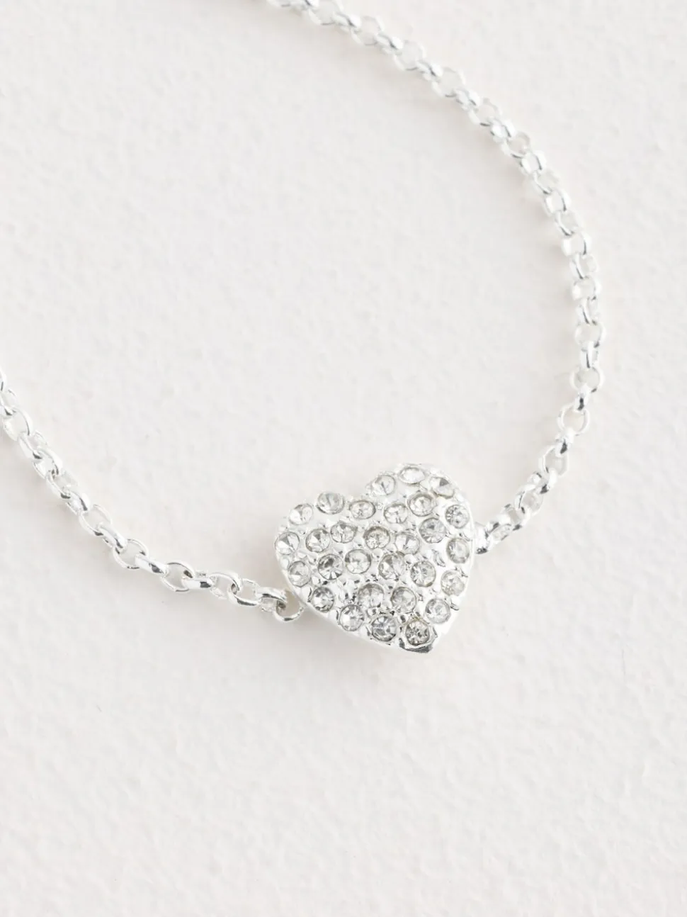 Tonalité argentée - Bracelet de cheville avec cœur pavé