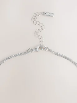 Tonalité argentée - Collier cœur pavé à deux rangs