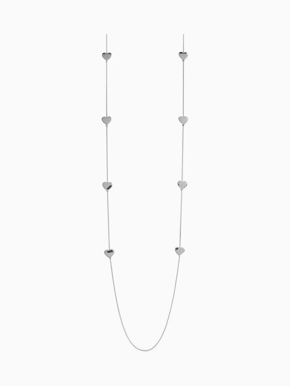 Tonalité argentée - Collier Corde Long Coeur