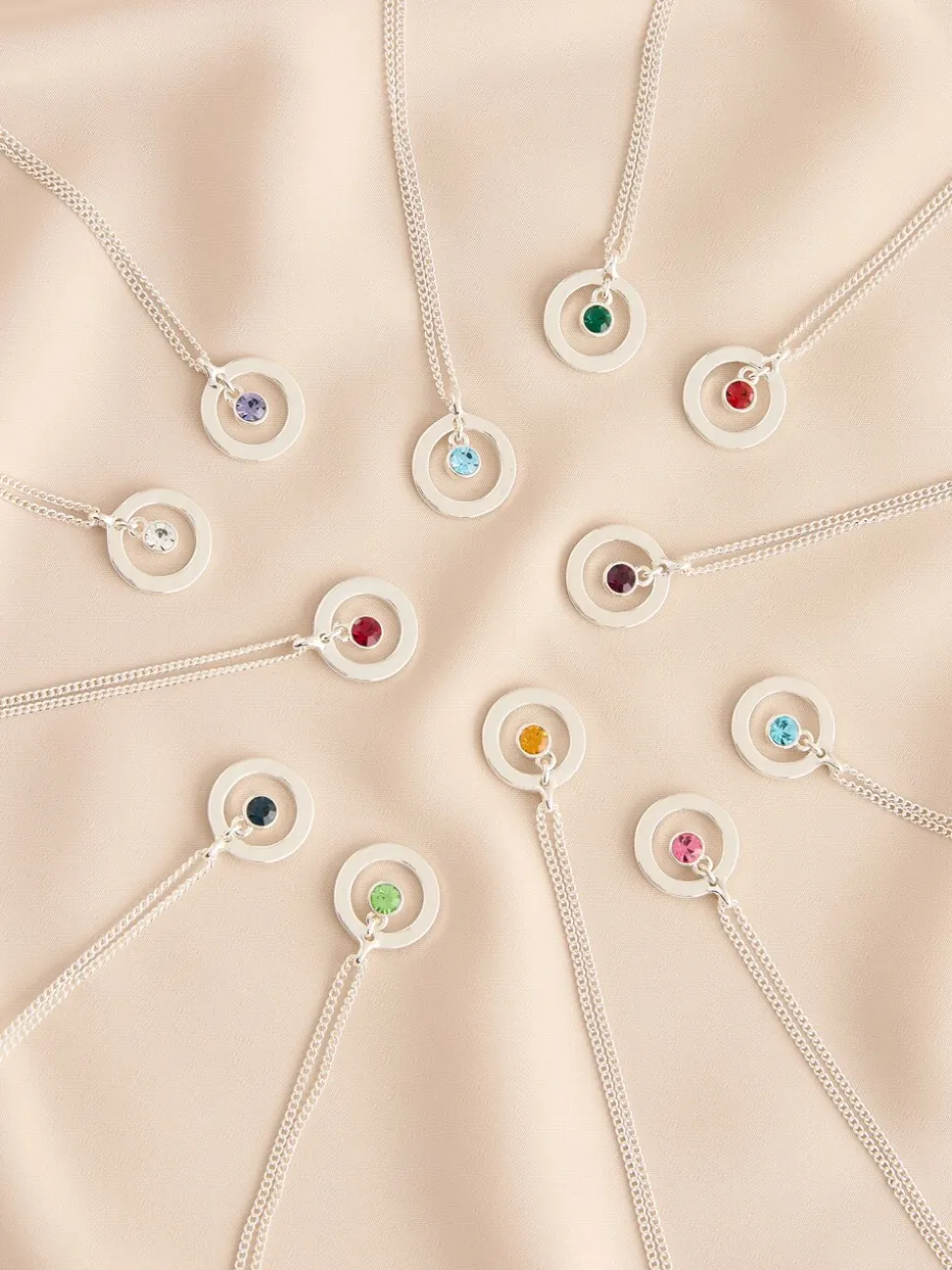 Tonalité argentée - Collier Birthstone avec pendentif disque