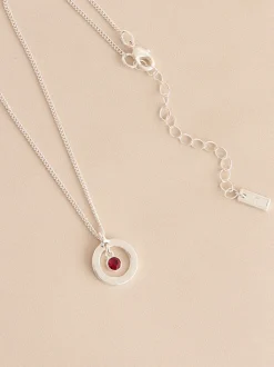Tonalité argentée - Collier Birthstone avec pendentif disque